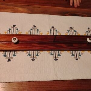 Wooden Towel Rack with White Knobs